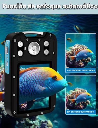Vista 4 de Cámara impermeable 5K, cámara subacuática de 96 MP y 33 pies con pantallas duales, cámara digital de enfoque automático para esnórquel, buceo, surf