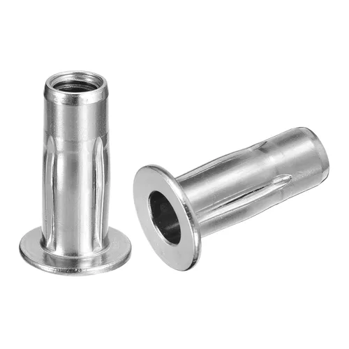 Vista 8 de uxcell M6 - Tuercas de remache de agarre múltiple, 2 piezas de vástago preabombado, cabeza plana, tuerca de inserción roscada de acero inoxidable