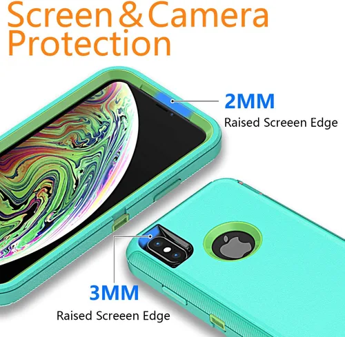 Vista 5 de YmhxcY Funda para iPhone Xs Max, a prueba de golpes, a prueba de caídas, a prueba de polvo, 3 capas, duradera, funda de teléfono de protección