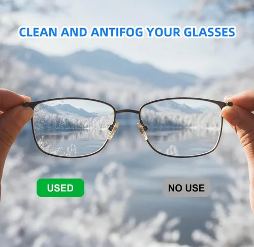 Vista 2 de Toallitas antivaho para lentes, paquete de 100 toallitas limpiadoras para lentes, envueltas individualmente, prehumedecidas, de secado rápido, sin