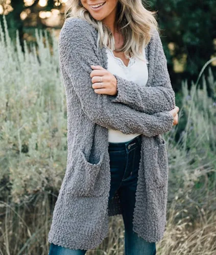 Vista 7 de ZESICA Women's 2024 Fall Casual Long Sleeve Open Front Soft Chunky Knit Sweater Cardigan Outerwear