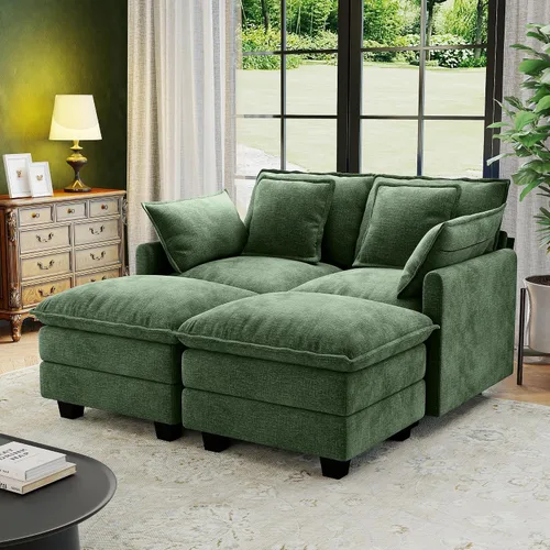 Vista 25 de Seccional Cloud Couch de 107", Sofá Seccional Modular en Forma de U, Sofá de Asiento Profundo de 4 Asientos con 6 Almohadas Extraíbles Lavables y 2