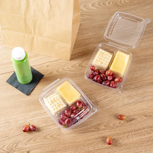 Vista 3 de Restaurantware Tamper Tek - Recipientes rectangulares para llevar de 11 onzas, 100 recipientes duraderos de plástico transparente congelable a