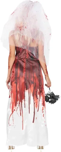 Vista 3 de Orion Costumes Disfraz de novia sangrienta película de terror para Halloween