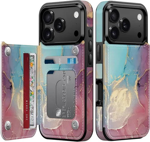 Vista 113 de LETO para iPhone 15 Pro Funda tipo cartera - Tapa tipo folio con patada - Diseños de moda - Tarjetero - Funda protectora para mujeres y niñas - 6.1