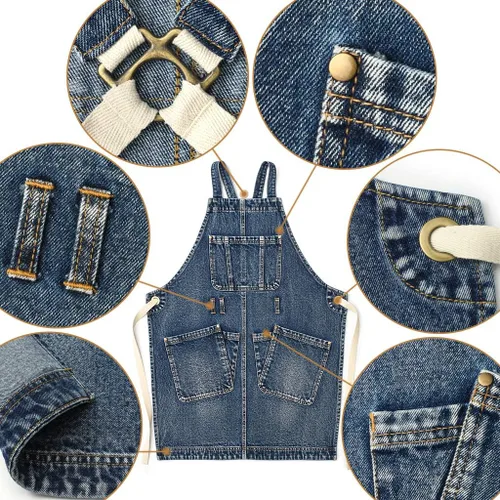 Vista 2 de Jeanerlor Delantal de trabajo para mujer y hombre ajustable S-XXL (azul oscuro)