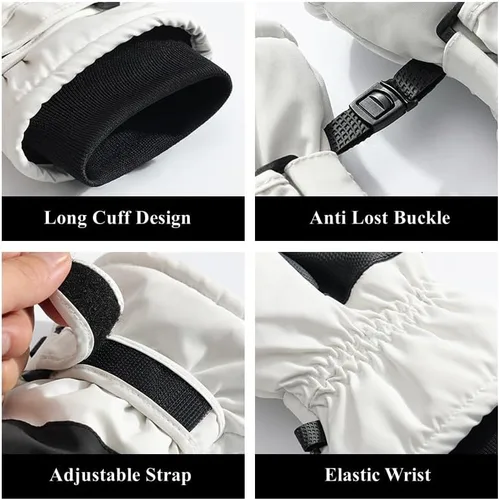 Vista 5 de Guantes de nieve de esquí de invierno para hombres, mujeres, jóvenes Guantes de calentamiento de manos impermeables para pantalla táctil y clima