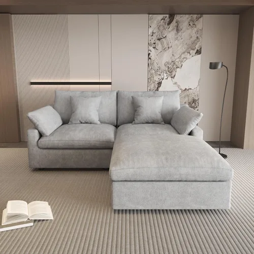 Vista 44 de WJShome Sofá Seccional Cloud Couch de 83 pulgadas para sala de estar, sofá seccional modular relleno de plumón, sofás en forma de L con otomana
