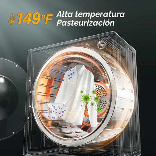 Vista 3 de ROVSUN Secadora de ropa portátil de 9 libras, 110 V 1400 W, eléctrica compacta, de carga frontal, con bañera de acero inoxidable y perilla de fácil