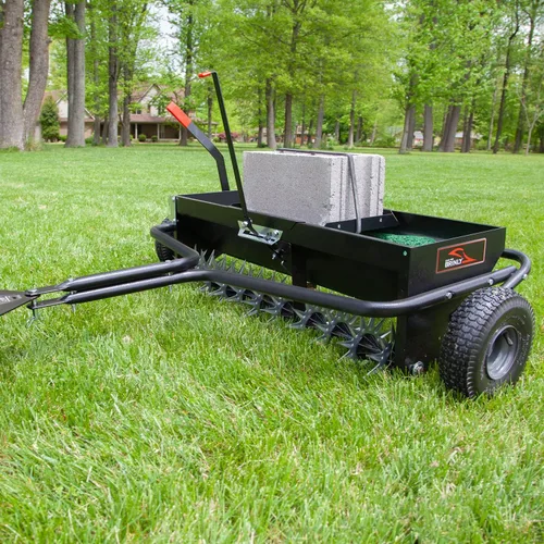 Vista 8 de Brinly AS2-40BH-P Esparcidor aireador combinado para remolque con bandeja de peso, 40 pulgadas, negro mate