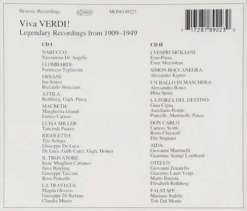 Vista 2 de Viva Verdi Legendary Recordings from 1909-1949