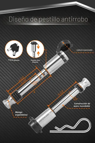 Vista 8 de METOWARE Enganche de remolque ajustable - Enganche de caída de aluminio para receptor de 2.5 pulgadas - Enganche de remolque de servicio pesado
