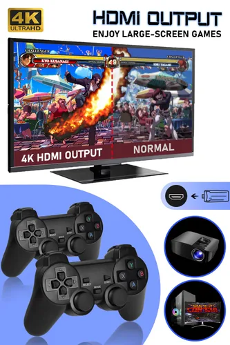 Vista 3 de Apriluna Retro Classic Game Console Wireless HDMI Output System, Built in 10000+ Handheld Video Games 2.4G Wireless Controllers, 9 Emulator Consoles