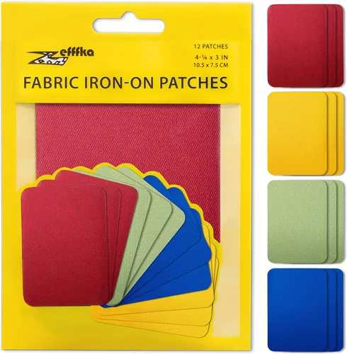 Vista 13 de ZEFFFKA Parches termoadhesivos de mezclilla para interior y exterior, pegamento más fuerte, 100% algodón, kit de decoración de reparación en blanco