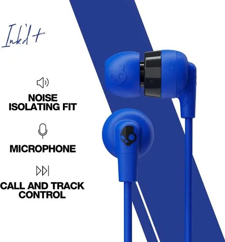 Vista 3 de Skullcandy Ink’d+ - Auriculares con cable, con conector de 3,5 mm, ajuste con aislamiento de ruido, micrófono incorporado para control de llamadas