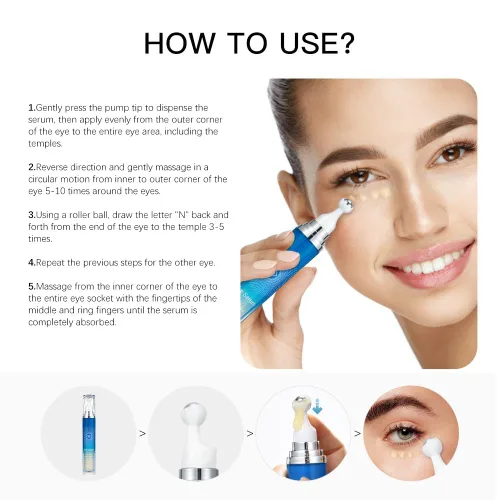 Vista 7 de Suero de ojos con 5% de cafeína, crema antienvejecimiento para debajo de los ojos para ojeras, hinchazón, arrugas y líneas finas, crema coreana
