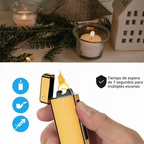 Vista 5 de GADATOP Encendedor eléctrico a prueba de viento, encendedores de plasma alto con carga USB, encendedor de arco de metal de lujo para regalos