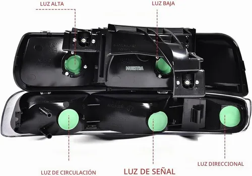 Vista 9 de G-PLUS Conjunto de faros, compatible con Chevy Silverado 1999 2000 2001 2002/Se ajusta a Suburban Tahoe 2000-2006 Faros delanteros de parachoques