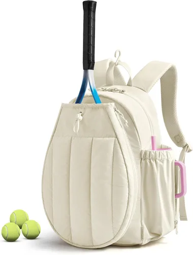 Vista 7 de BAGSMART Bolsa de gimnasio de tenis para mujer, mochila acolchada para Beige