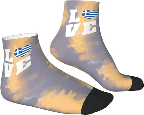 Vista 3 de Love Greece Flag Greek Heart Ankle Socks Winter Low Cut Sports Warm Comfort Breathable Casual Socks For Mens And Womens