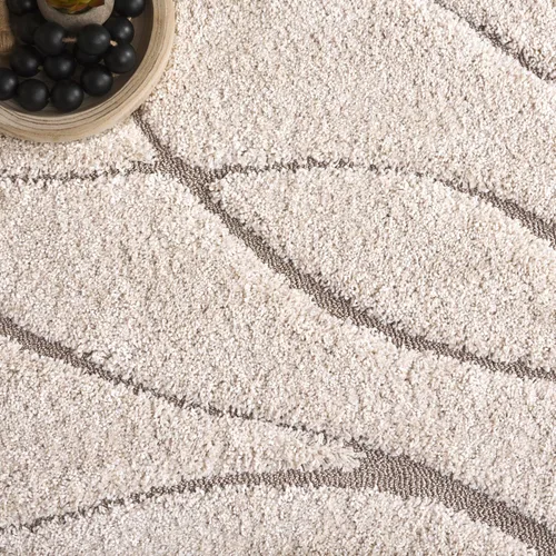 Vista 4 de Safavieh Florida Shag Collection - Alfombra de área de 2 x 3 pies, color crema/beige, diseño geométrico, felpa de 1.2 pulgadas de grosor, ideal