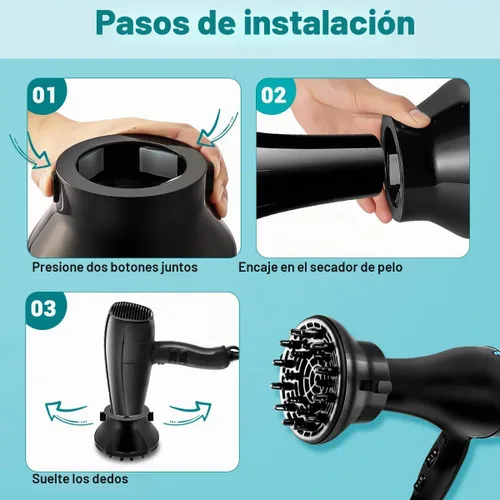 Vista 4 de KAHEM Difusor de pelo universal, ajustable de 1.77 a 2.76 pulgadas, accesorio difusor de secador de pelo para cabello rizado sin encrespamiento