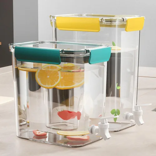 Vista 3 de Homoyoyo Dispensador de bebidas con espita para nevera, dispensador de bebidas de plástico, jarra de agua fría, contenedor de detergente para jugo