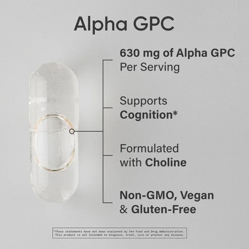Vista 2 de Sports Research® Alpha GPC 630mg, 60 cápsulas líquidas