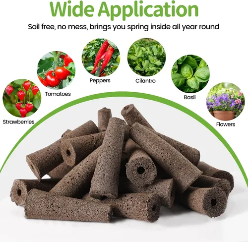 Vista 7 de Kit de cápsulas de semillas para AeroGarden, 30 esponjas de cultivo con nutrientes A & B, 1 pinzas, 10 etiquetas, cápsulas de arranque de semillas