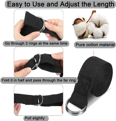 Vista 3 de Yoga Strap for Stretching, Yoga Belt Strap for Stretching with Adjustable Buckle, 5.9 Ft for Yoga & Pilates & Gym Workouts, Stretch, Improve