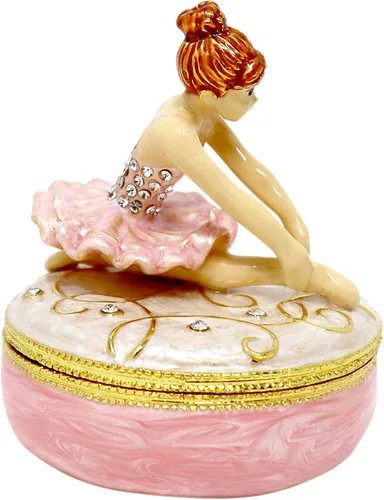 Vista 7 de Caja de joyería de bailarina rosa con texto en inglés "Bejeweled