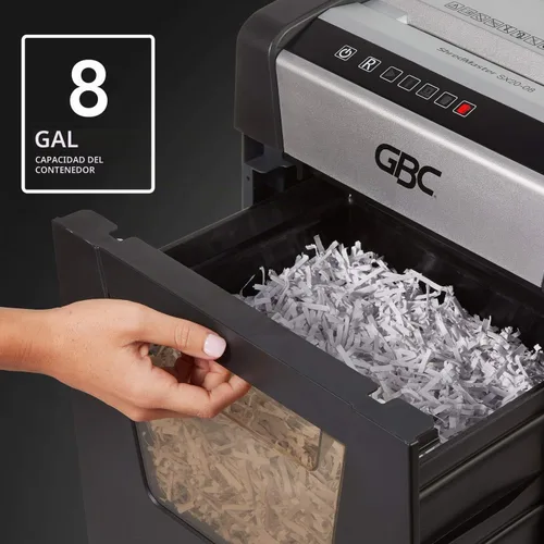 Vista 3 de GBC Trituradora de papel, ShredMaster, capacidad de 20 hojas, corte transversal, SX20-08 (1758502)