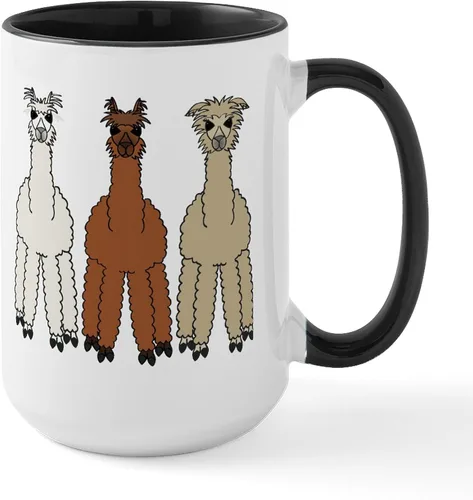 Vista 8 de CafePress Alpaca (No Text) Large Mug 15 oz (444 ml) Ceramic Coffee Mug