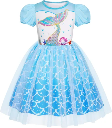 Vista 6 de Vestido de princesa para niñas, vestido de tul, disfraz de princesa, trajes Rosa