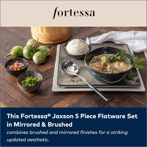 Vista 8 de FORTESSA Jaxson - Cubiertos de acero inoxidable 18/10, ajuste de lugar de 5 piezas con cuchillo de mesa, tenedores y cucharas (servicio para 1)