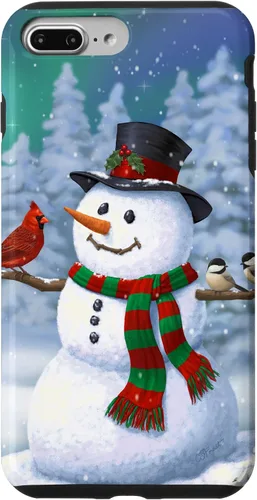 Vista 16 de Funda para iPhone 17 con diseño de muñeco de nieve y pájaros en invierno