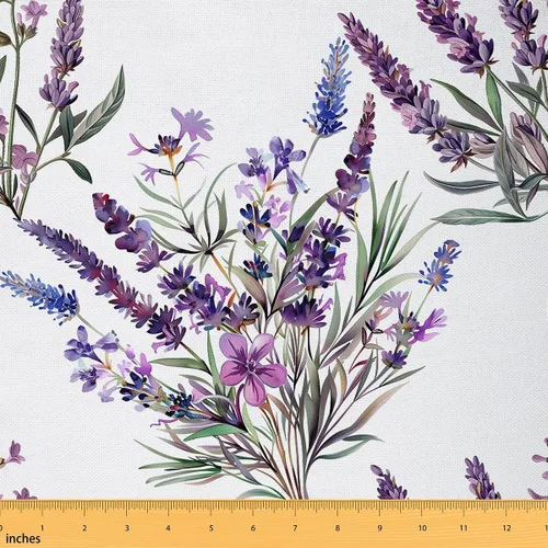 Vista 136 de Tela de Flores Primaverales por Yarda para Sofás, Tela Decorativa de Florales de Pueblo Pájaros Mariposas, Tela de Patrón de Jardín Acuarela