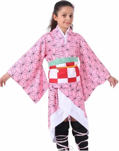 Vista 4 de Jiwoocos Tomioka Giyuu Kochou Shinobu Rengoku Kyoujurou Kamado Nezuko - Disfraz de cosplay de anime kimono para Halloween