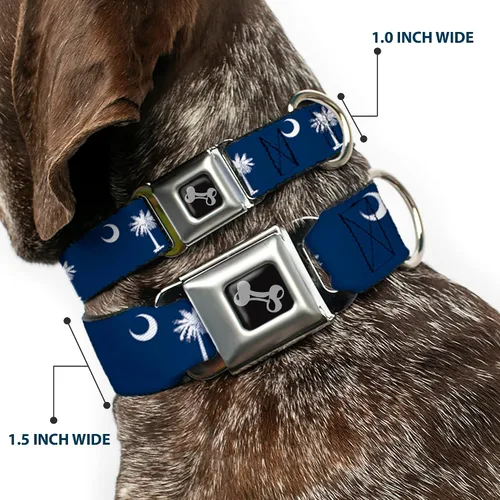 Vista 2 de Collar de perro hebilla para cinturón de seguridad South Carolina Banderas de 13 a 18 pulgadas 1.5 pulgadas de ancho South Carolina Flags Durable
