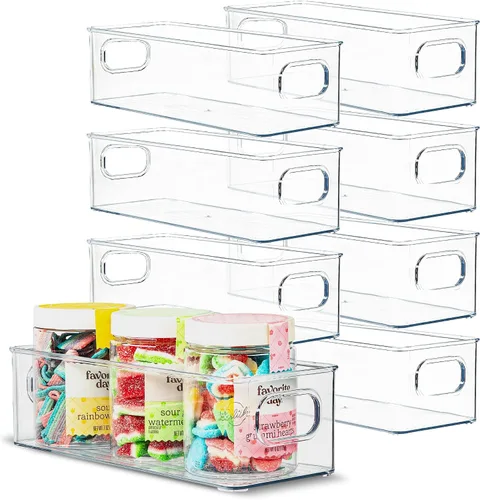 Vista 53 de Contenedor de plástico transparente para almacenamiento de alimentos con asas para organizar cocina, despensa, refrigerador, congelador, despensa