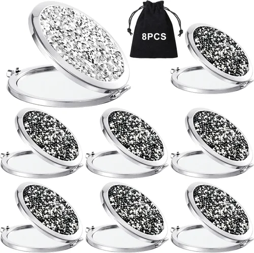 Vista 17 de Cindeer 12 Piezas Espejo Compacto Pequeño Plegable Espejo de Bolsillo Redondo de Maquillaje de Mano Espejo Cosmético de Aumento con Rincón