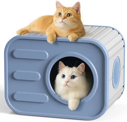 Vista 6 de Casa para Gatos de Exterior de Resina Casas para Gatos de Exterior Casa Aislada para Gatos Ferales para Gatos y Animales Pequeños