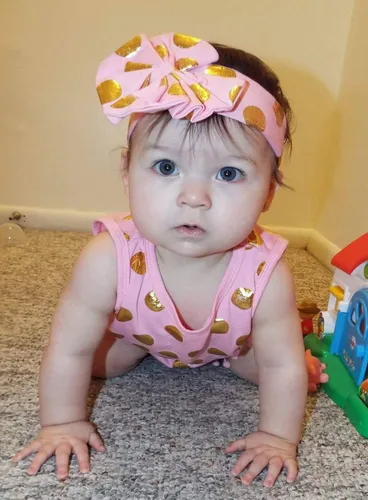 Vista 3 de Baby Girl Clothes Floral Gold Dots Sleeveless Long Sleeve Romper Outfit Bodysuit Clothing Sets with Headband Leg Warmers