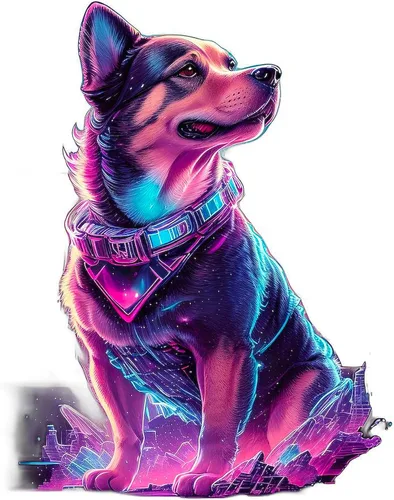 Vista 2 de CafePress Adorno navideño redondo de MDF de 4 pulgadas para perro futurista