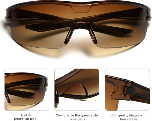 Vista 5 de VANLINKER Y2k - Gafas de sol tipo escudo de los años 2000 para mujer sin borde de gran tamaño VL9718