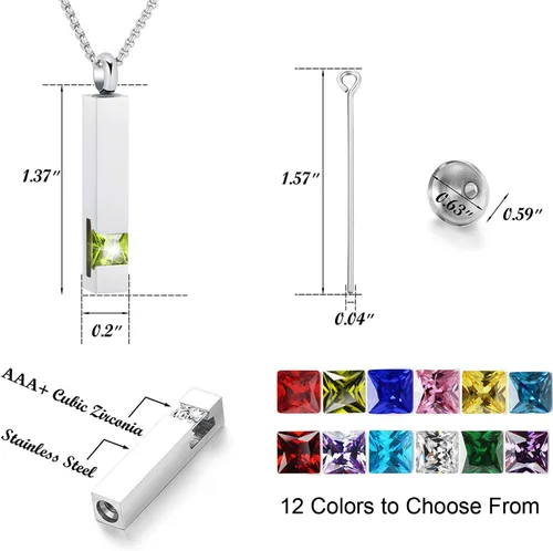 Vista 15 de YOUFENG collar con urna para cenizas, cubos de piedras natales, urna para cenizas humanas, collar de urna de cremación, relicario, recuerdo