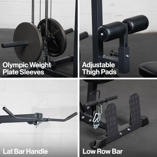 Vista 4 de Titan Fitness Torre LAT con Carga de Placas, Capacidad de 400 LB, Máquina Especializada para la Parte Superior del Cuerpo, Máquina de Cable