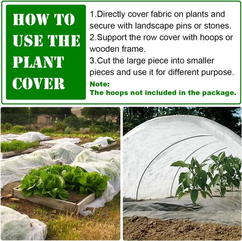 Vista 3 de Cubiertas para plantas, protección contra la congelación, cubierta antiescarcha, 7 x 10 pies, reutilizable, rectangular, protección contra heladas