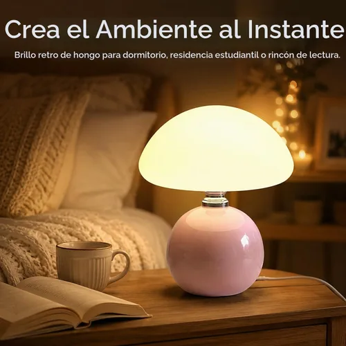 Vista 5 de Lámpara de seta - Lámpara de noche pequeña con temperatura de 3 colores, rosa