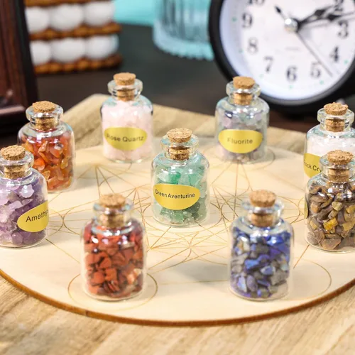 Vista 4 de Sunyik 9 - Juego de minibotellas con gemas, para curación con cristal, piedras para wicca/reiki